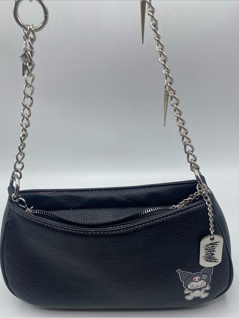 Sanrio Kuromi  Baguette Shoulder Bag Purse Her Universe Black Kawaii Chains Goth